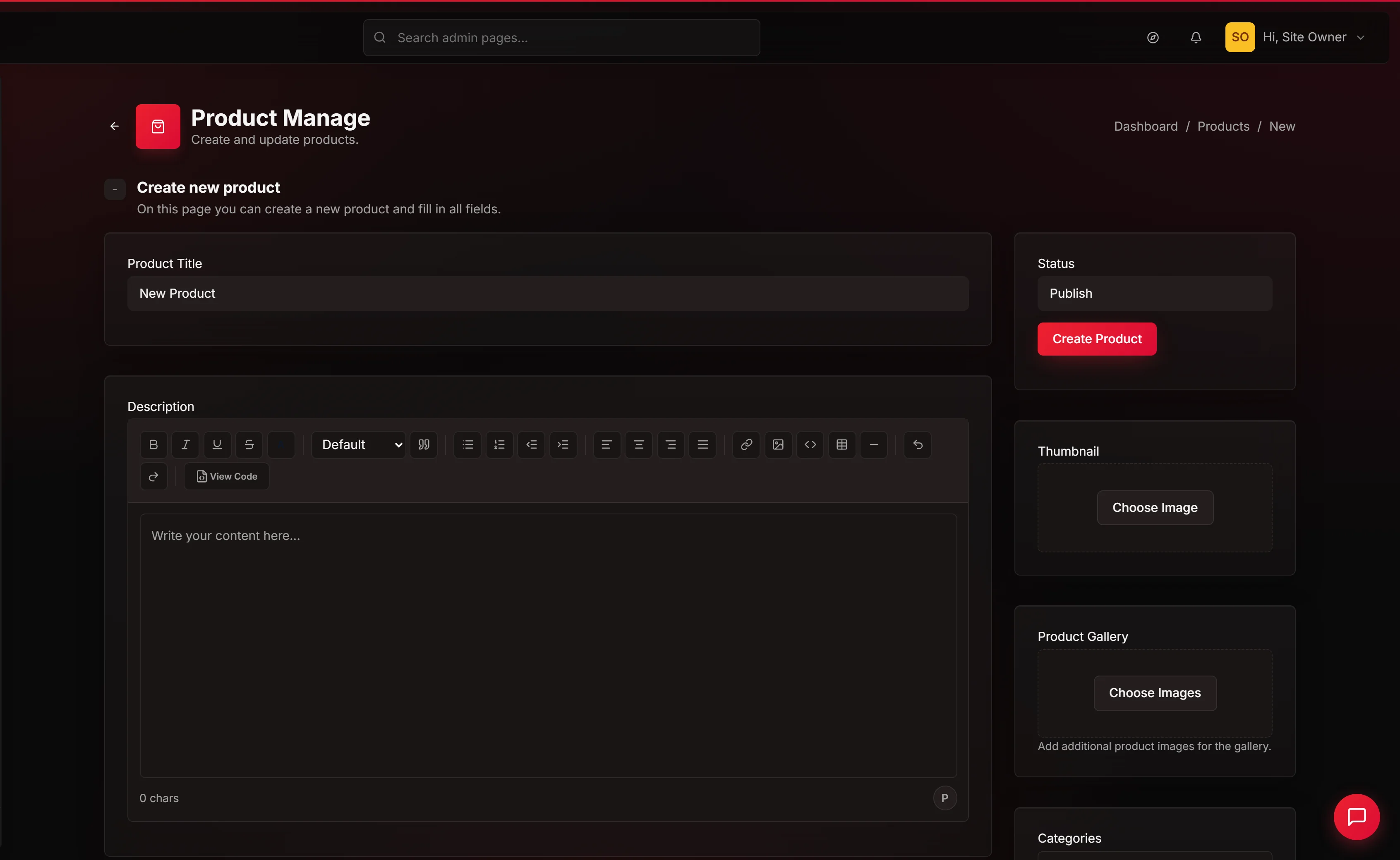 Creating a simple product in the SGEN admin