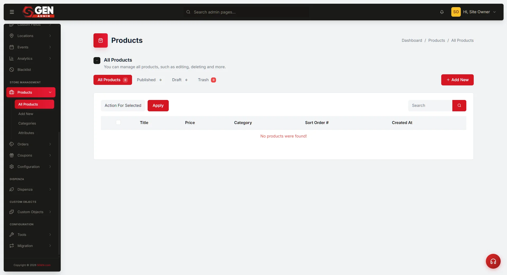 Ecommerce > Products > Categories: the Add New category form (Name, Slug, Parent, Description) beside the paginated categories list