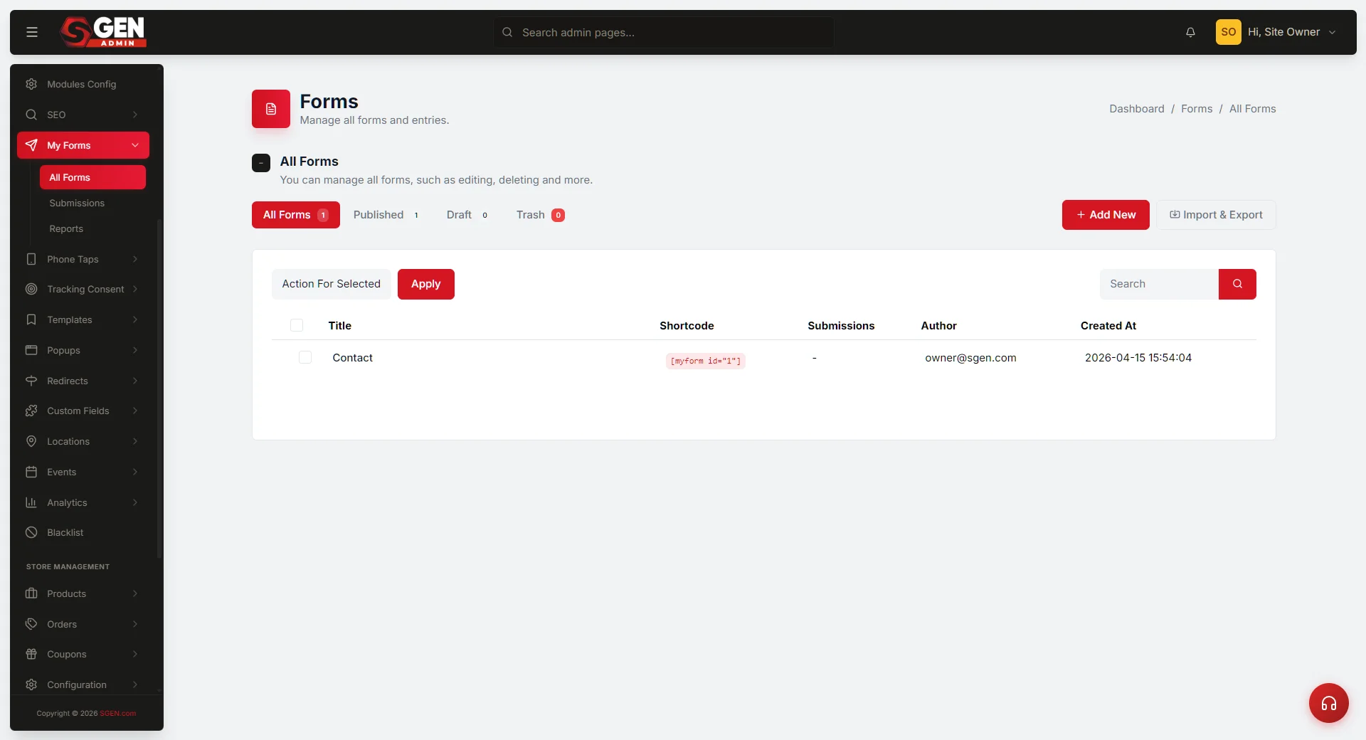 SGEN Analytics admin screen showing attribution reporting aligned with form submission data